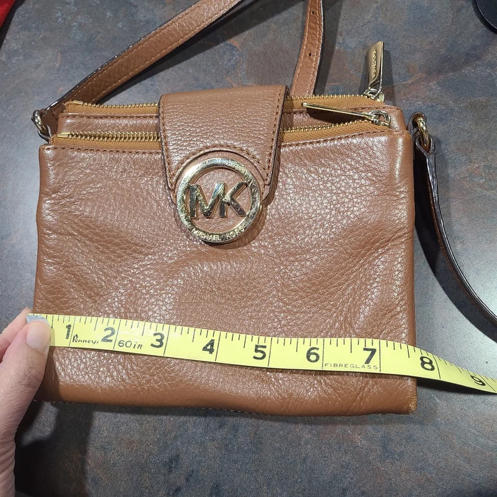 Michael Kors Womens Crossbody Bag Purse Small Acorn Brown Pebble Leather 8”x6”